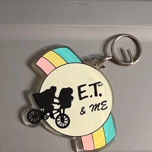 Vintage E.T. & Me Keychain with Rainbow Stripes